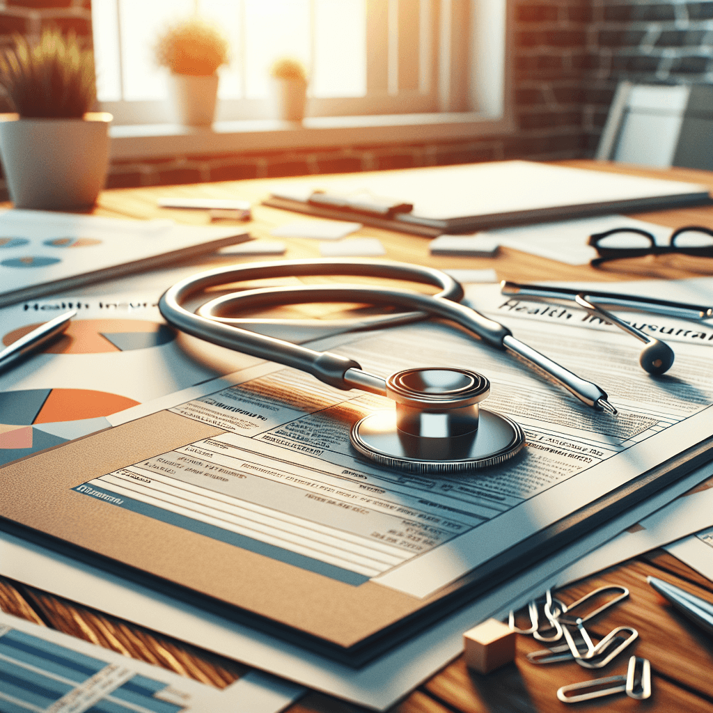 a stethoscope rests on top of a health insurance form