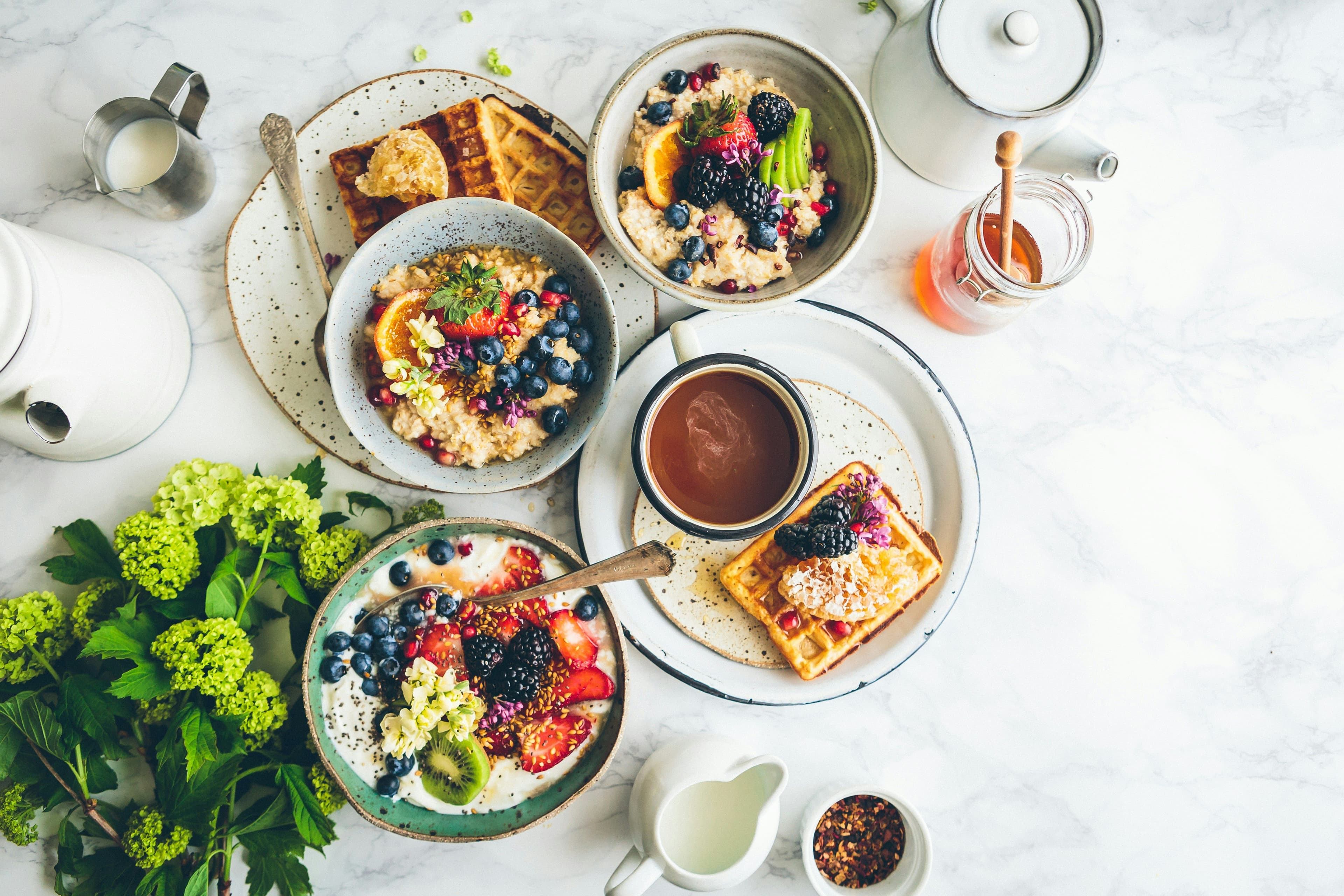 there are many different types of food on the table .