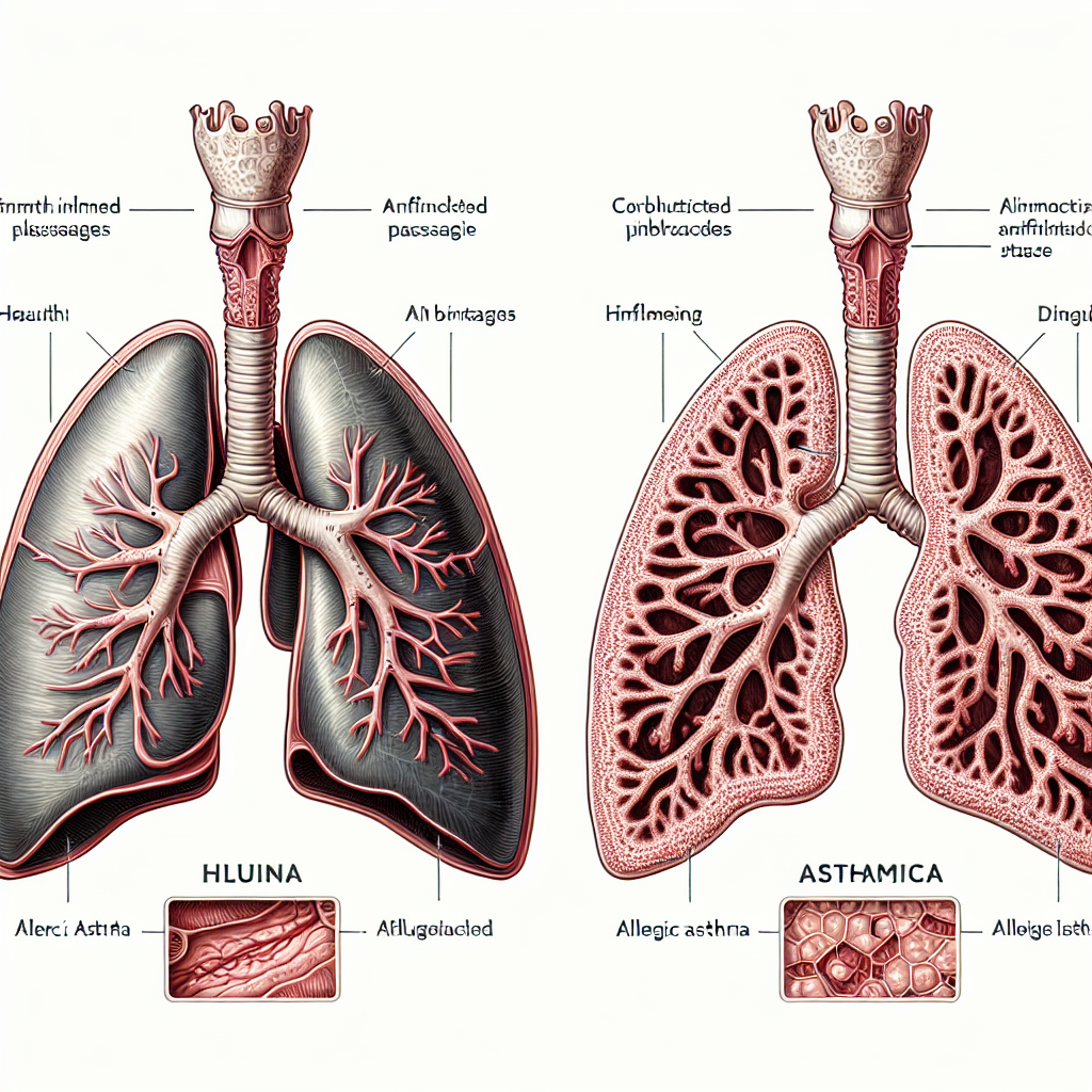 a diagram of the lungs showing the difference between allergic asthma and asthma
