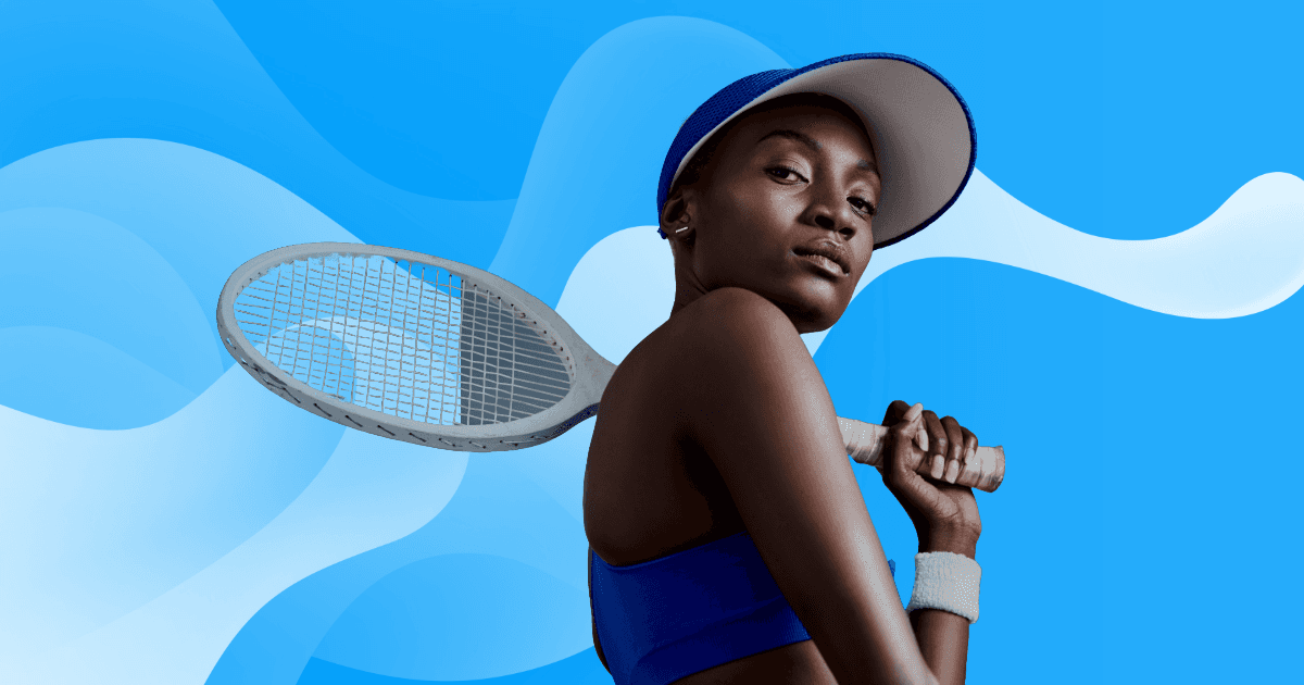 a woman is holding a tennis racquet over her shoulder