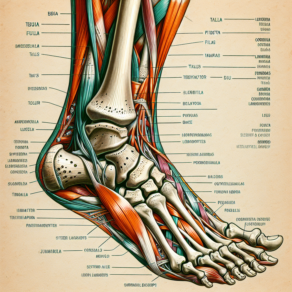 a diagram of the bones and muscles of the foot