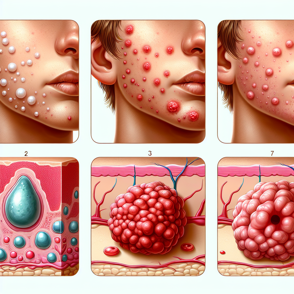 a series of images showing the stages of acne on a person 's face