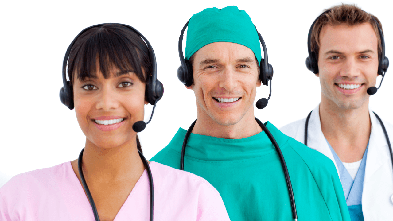 a nurse a surgeon and a doctor all wearing headsets