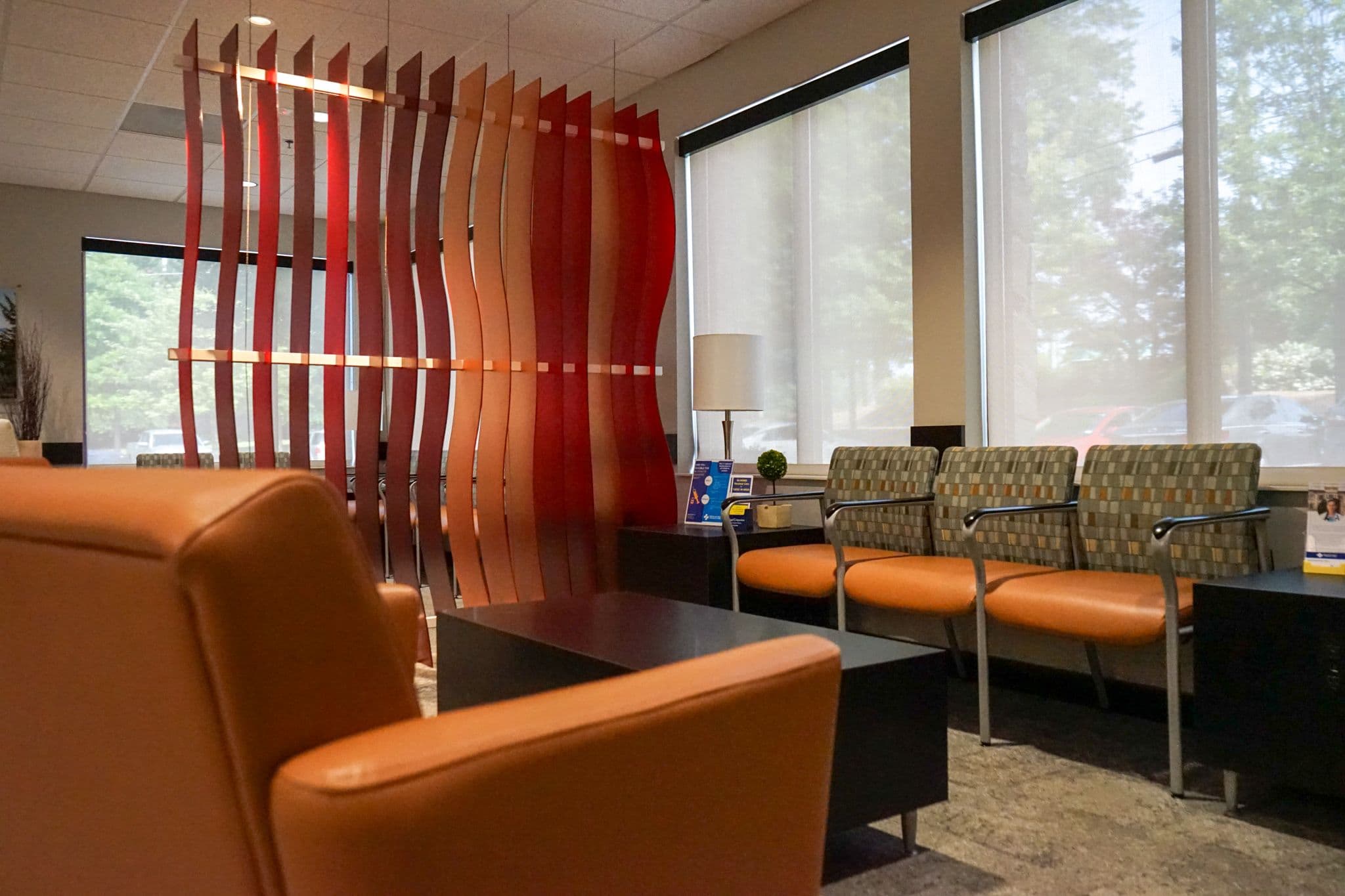 North Atlanta Primary Care at Marietta offers a fashionable waiting room with a modern design.