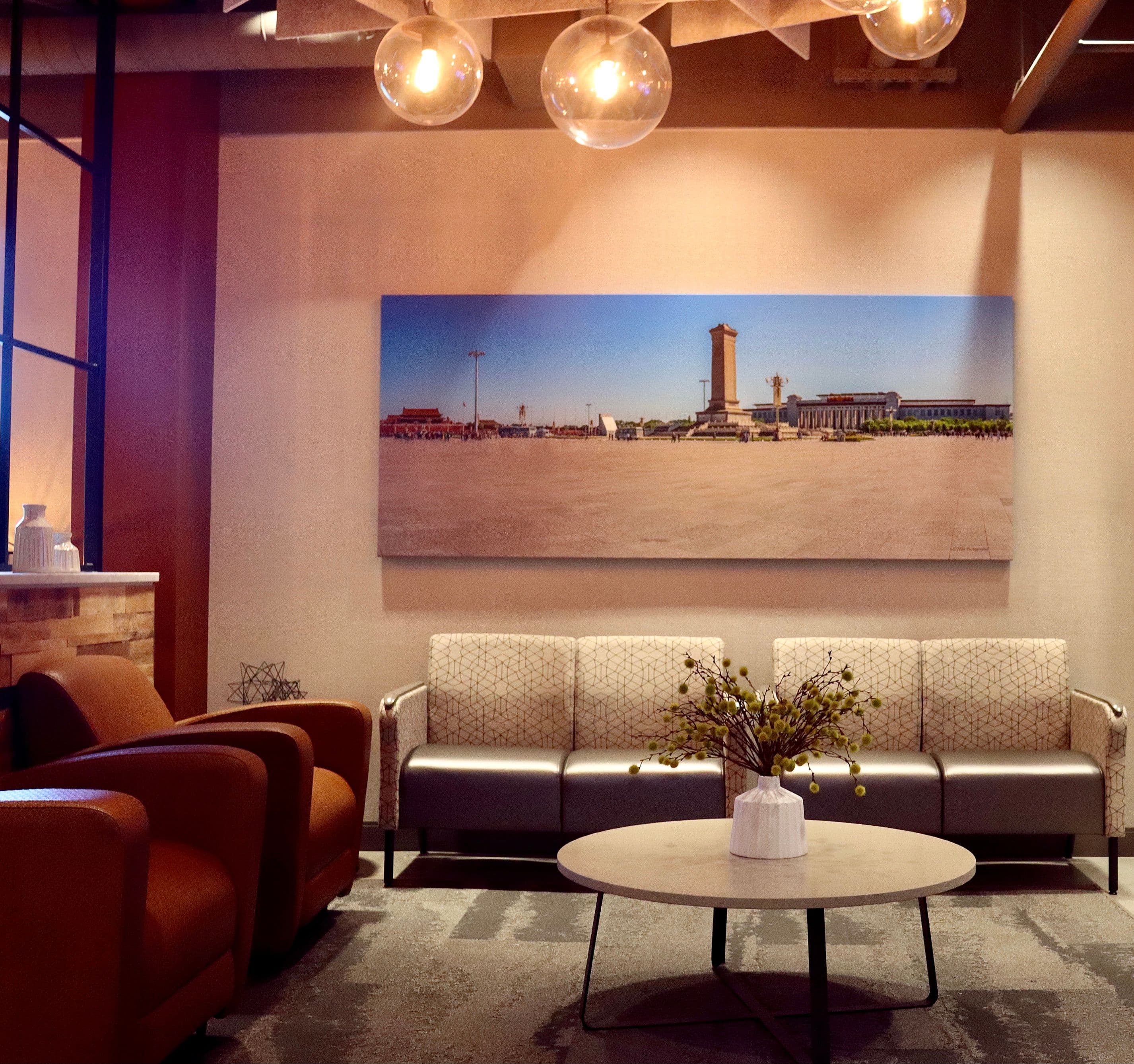 North Atlanta Primary Care at Lawrenceville has couches, chairs, and reading material for patients to enjoy.