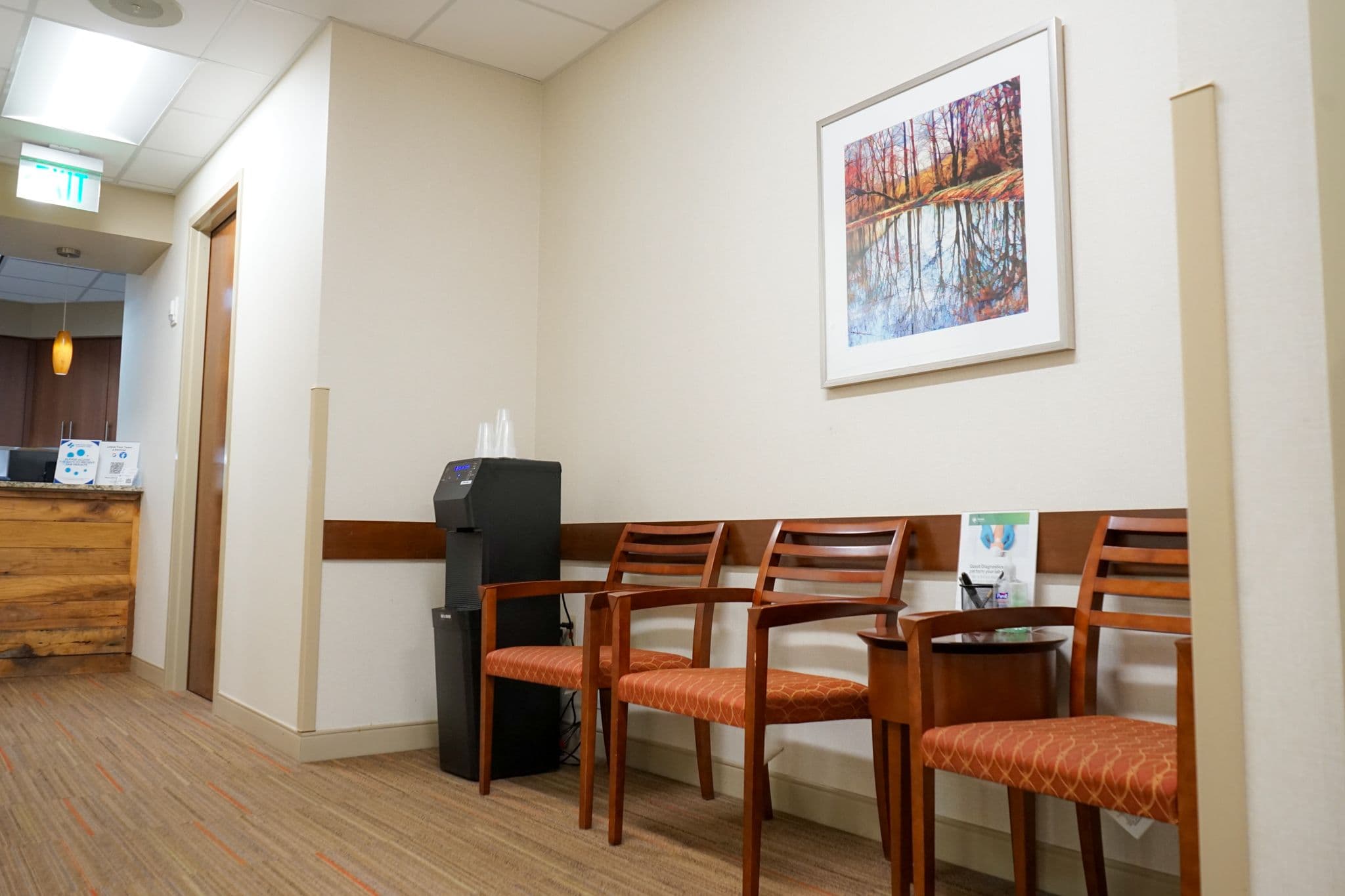 North Atlanta Primary Care at Sandy Springs has a waiting area for labs and x-ray appointments with a water station available.