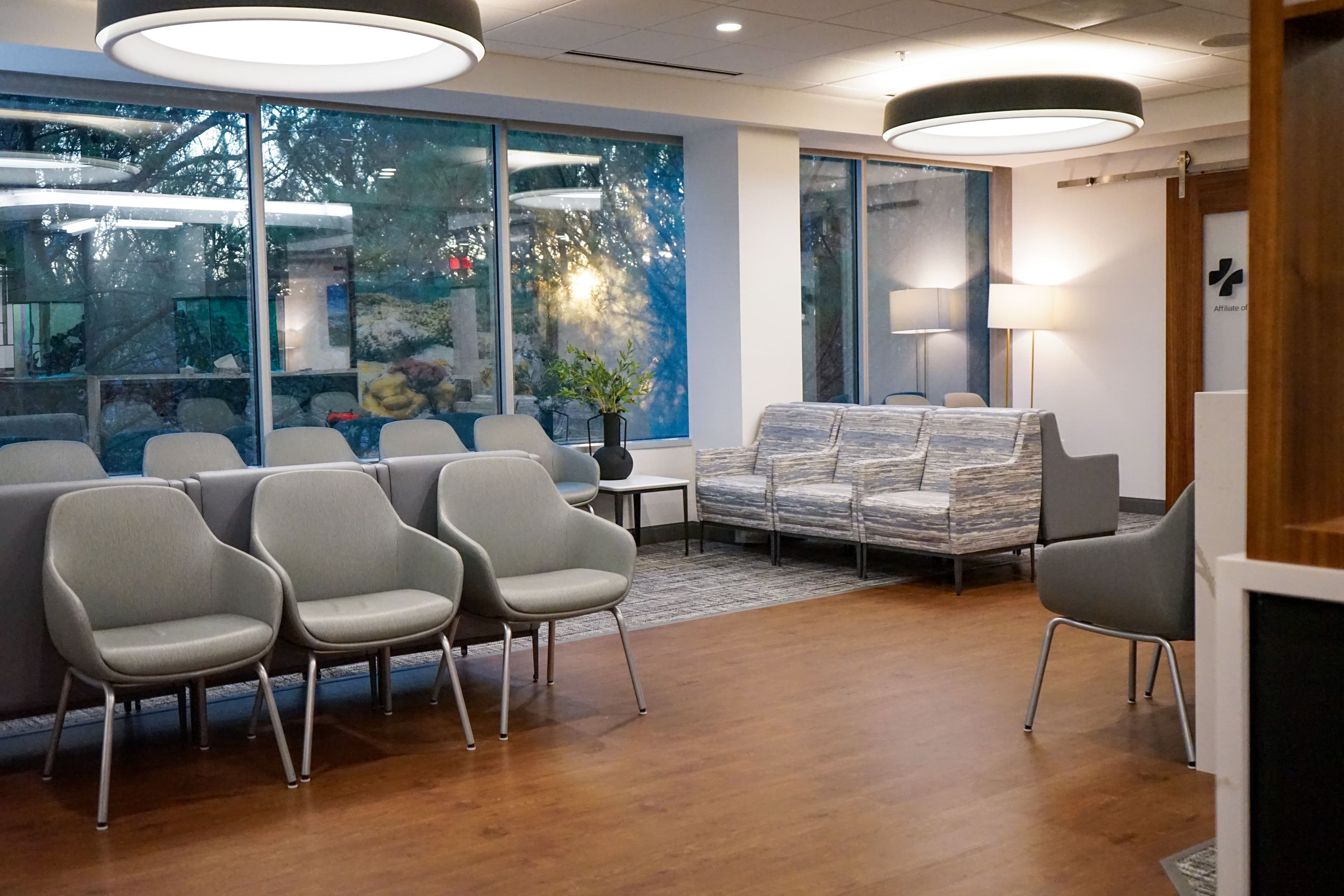 North Atlanta Primary Care Alpharetta's waiting room is spacious and comfortable.