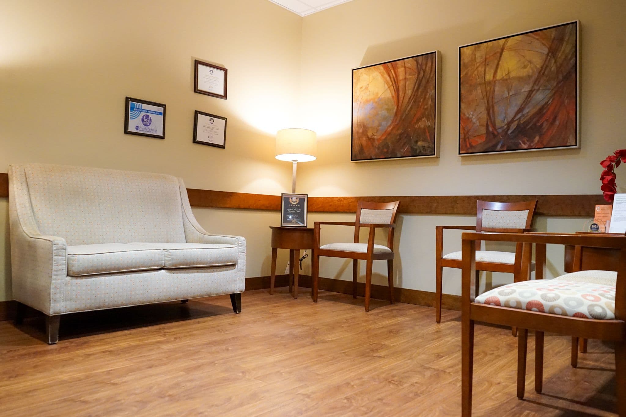 North Atlanta Primary Care at Sandy Springs offers a quiet waiting room for patients.