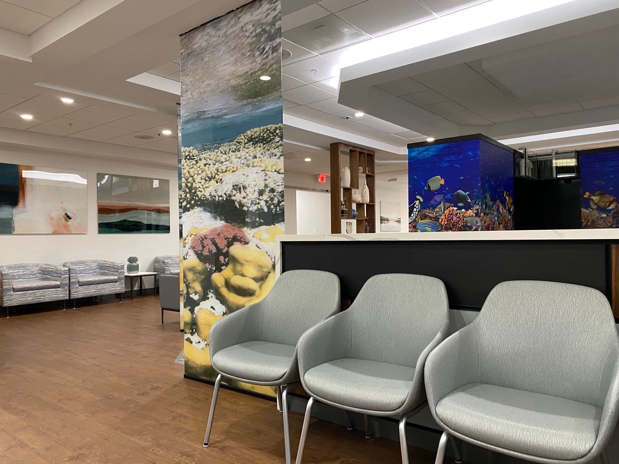 North Atlanta Primary Care Alpharetta's waiting room seating is plentiful and comfortable.