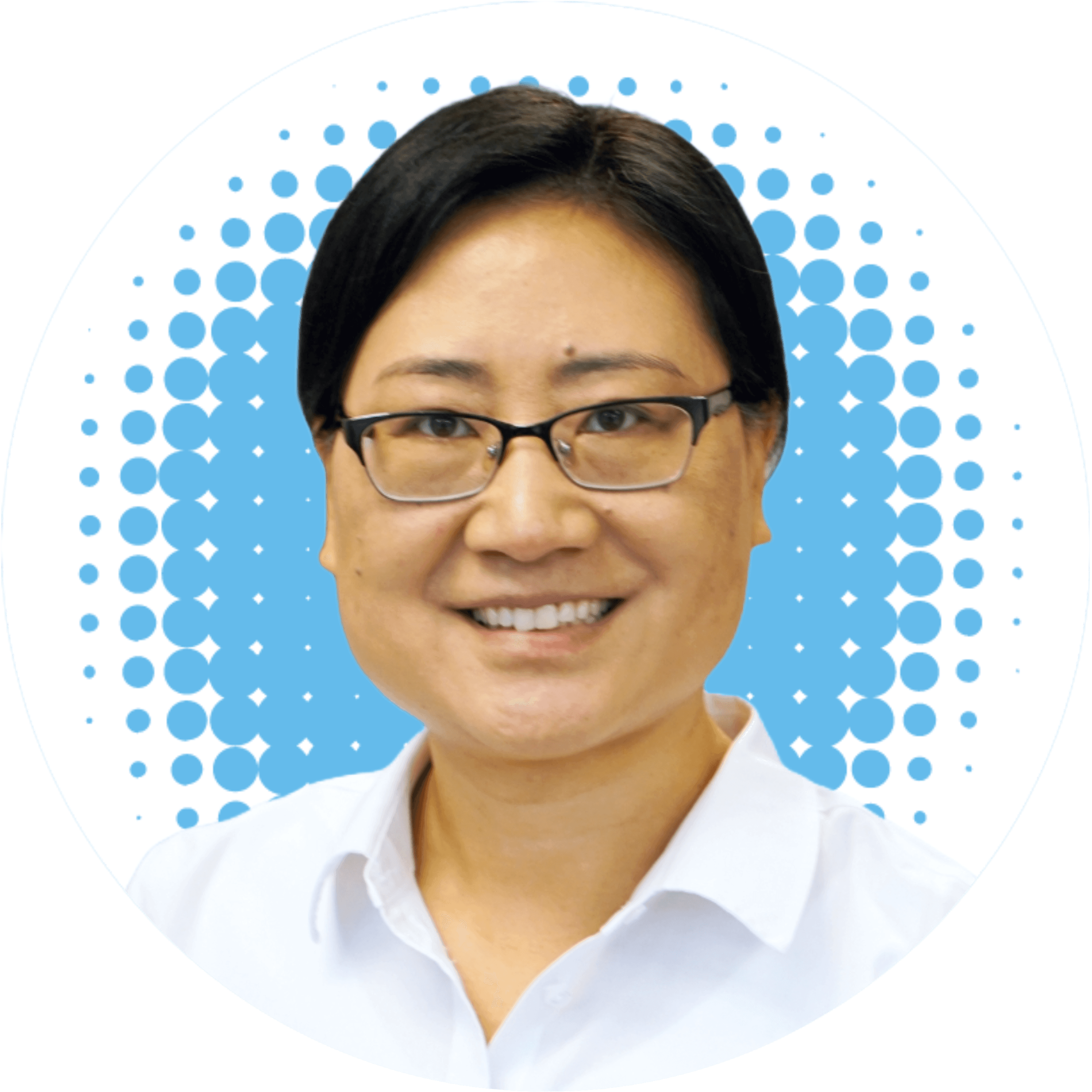 Dr. Kanyan Xiao, MD wearing glasses and a white shirt smiles for the camera