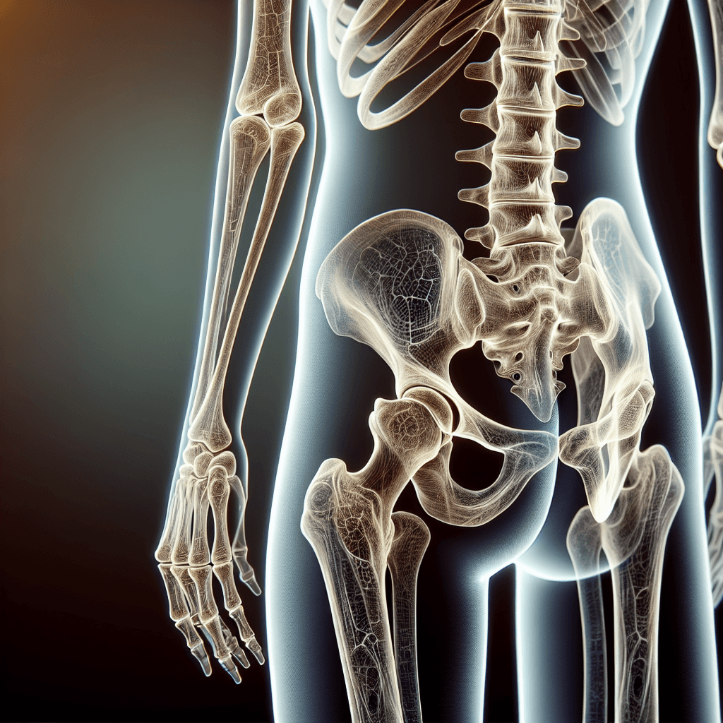an x-ray of a woman 's skeleton shows the lower back