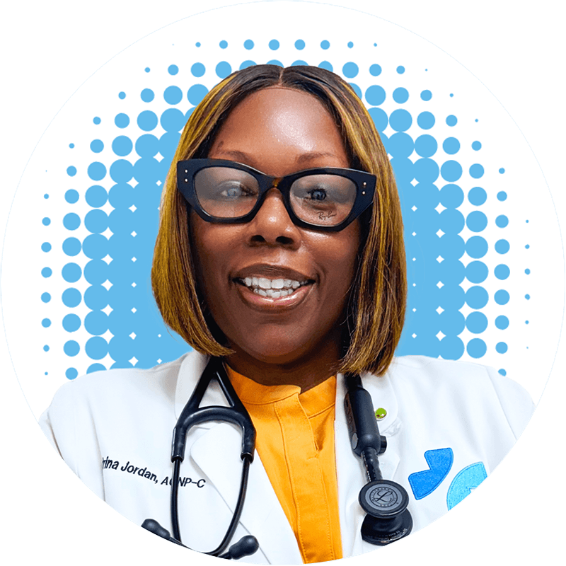 Katrina Jordan, NP-C, welcomes new primary care patients in Macon, Georgia.
