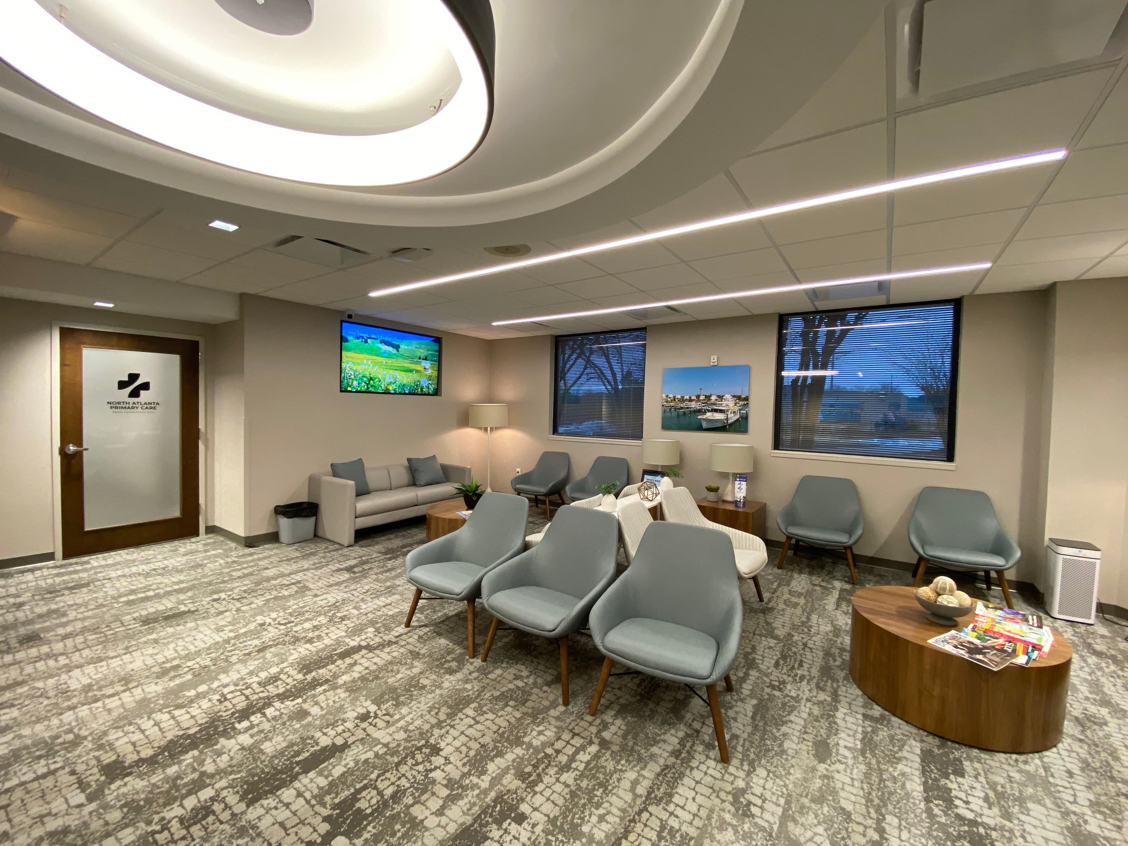 North Atlanta Primary Care in Duluth has a spacious waiting room for patients.