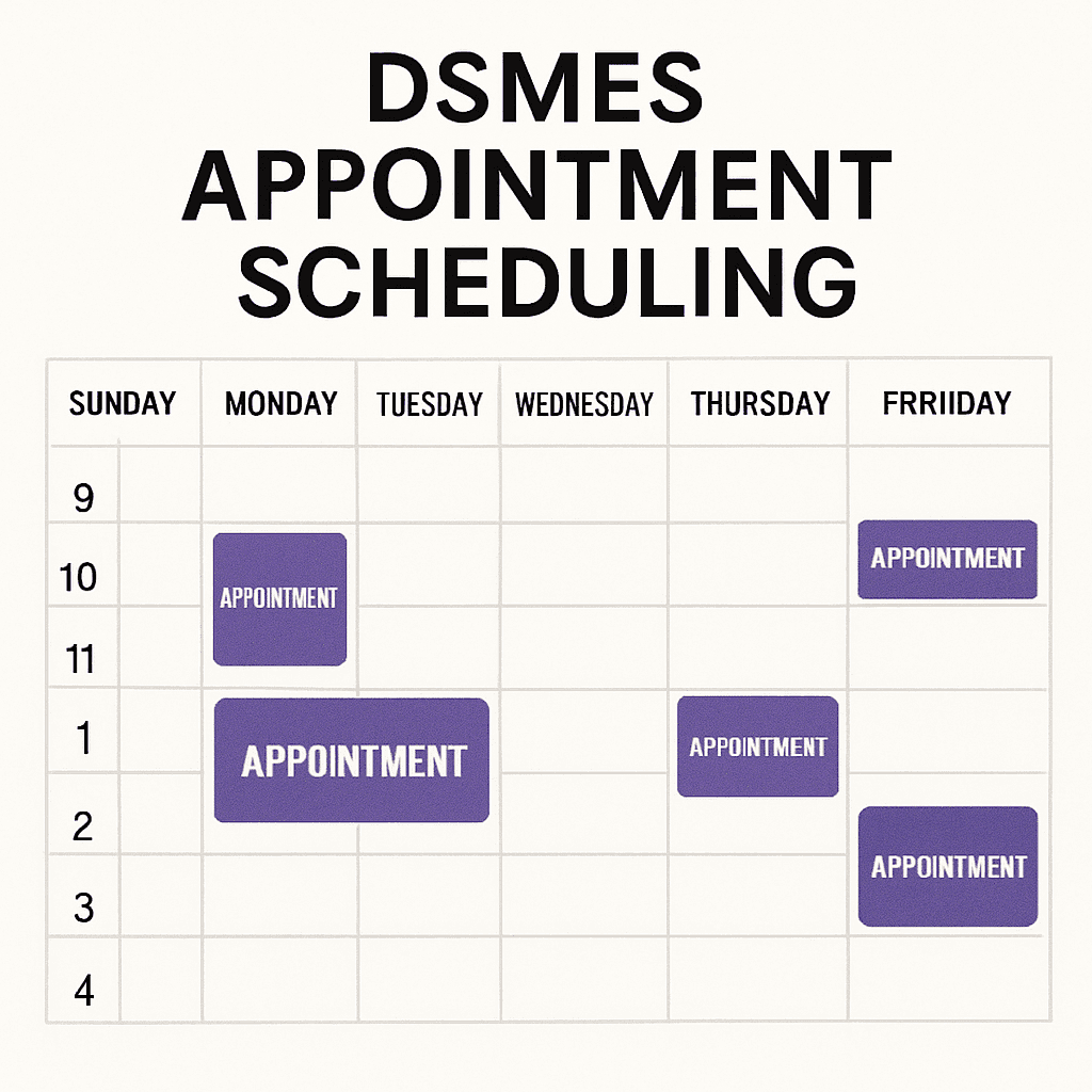 a calendar showing the dsmes appointment scheduling
