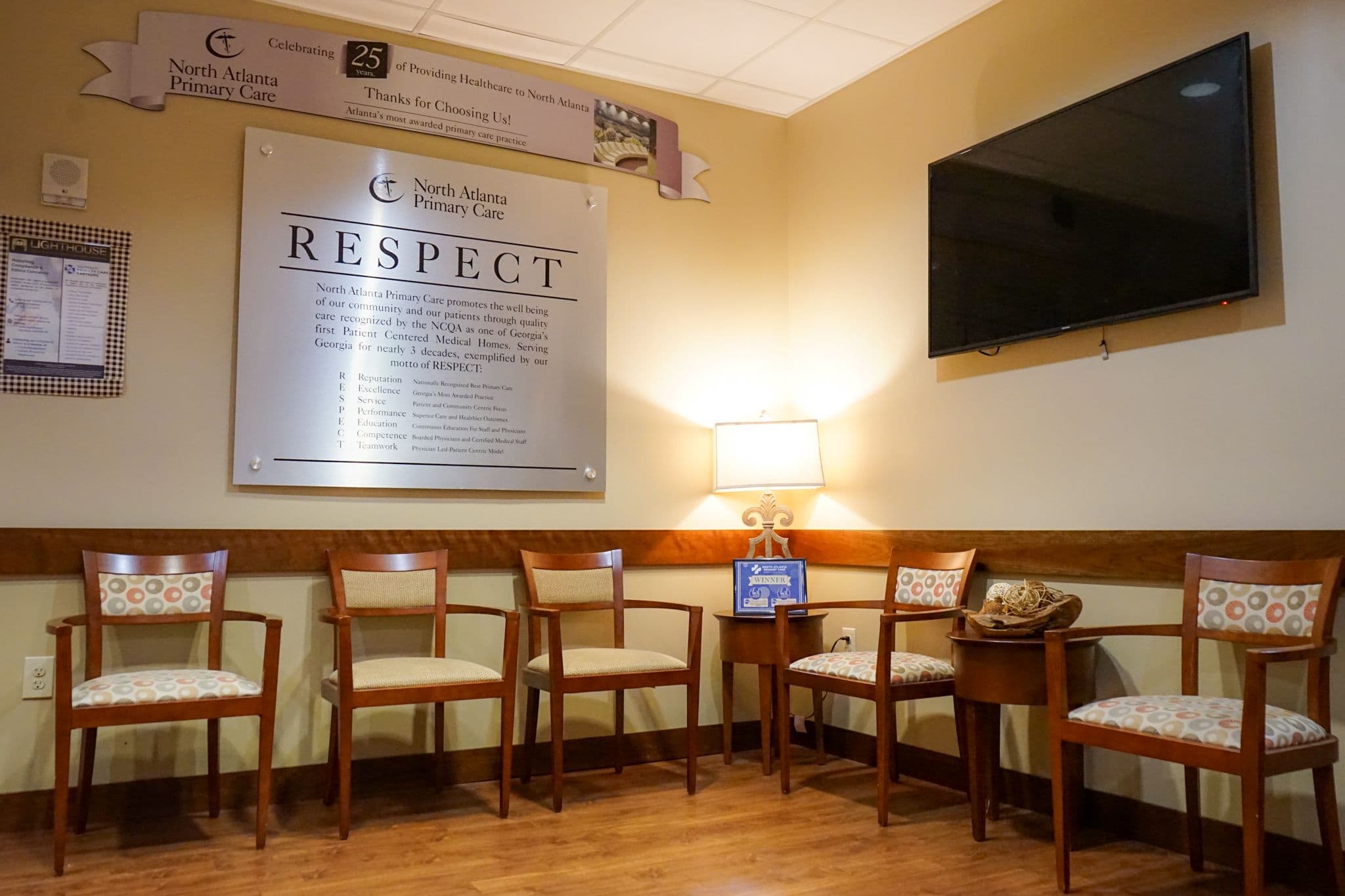 North Atlanta Primary Care at Sandy Springs has a large waiting room for its primary care patients.