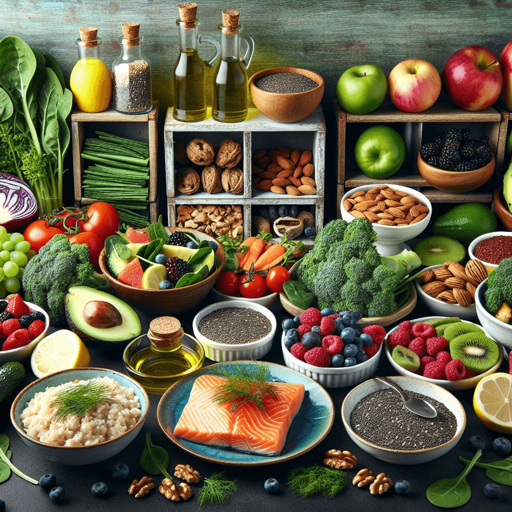 Assortment of fruits, vegetables, and whole grains