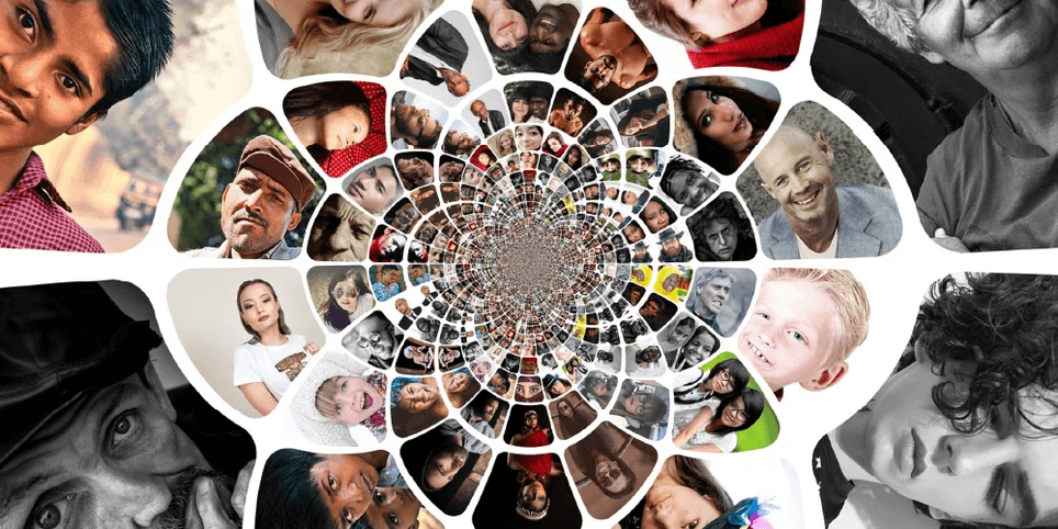 a collage of people 's faces arranged in a circle