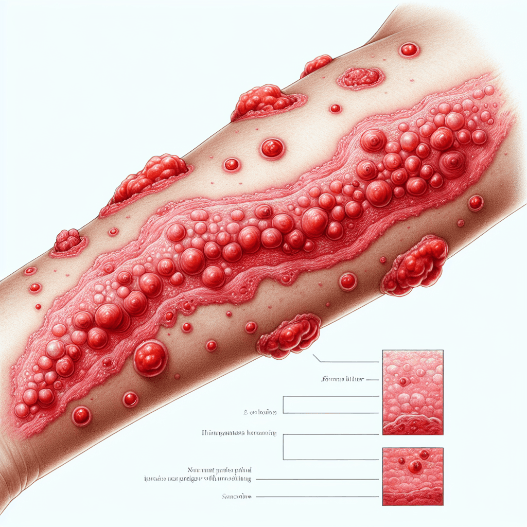 Close-up of shingles rash